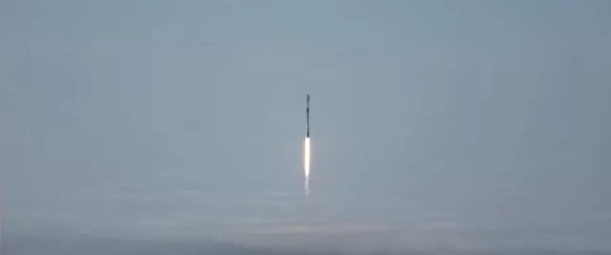 A SpaceX Falcon 9 rocket takes off from Vandenberg Space Force Base, in Santa Barbara County Wednesday afternoon.
