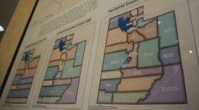 A map of Utah counties at various times in history hangs on a wall deep in Summit County's Sheldon Richins Building Oct. 7, 2026.