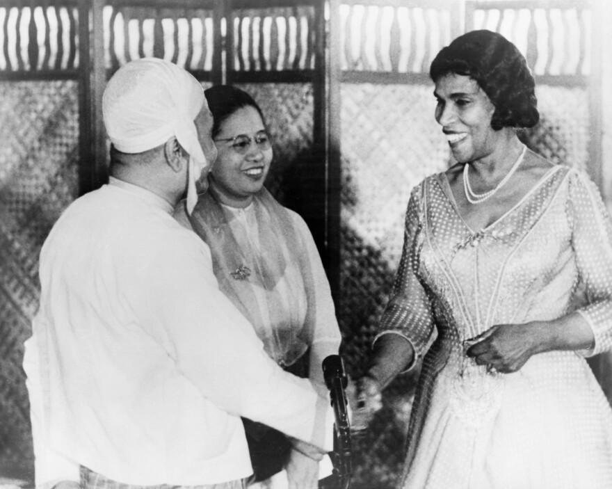 Marian Anderson with U Nu, the first Prime Minister of Burma, and his wife in Rangoon in 1957. For years, Marian Anderson performed abroad in hopes of overcoming the limitations of race in America.