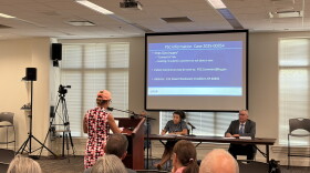 Members of the Kentucky Public Service Commission listened to public testimony at Georgetown College on Sept. 8.