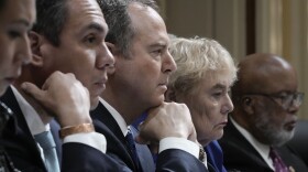 Adam Schiff (C) (D-CA) listens to testimony with other committee members during a hearing on the January 6th investigation in the Cannon House Office Building on Oct. 13, 2022 in Washington, DC. The bipartisan committee, in possibly its final hearing, has been gathering evidence for almost a year related to the January 6 attack at the U.S. Capitol. (Drew Angerer/Getty Images)