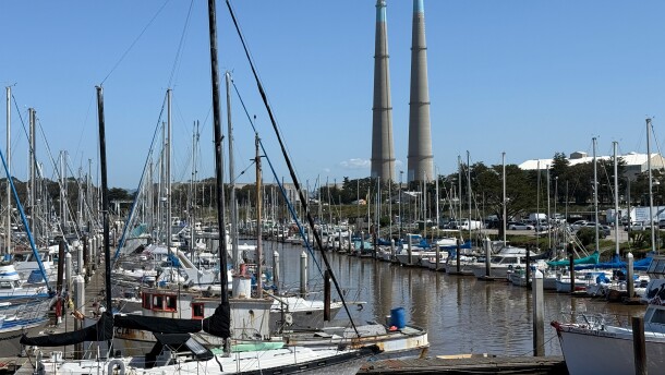 A view of Moss Landing harbor, which is next to a battery energy storage facility that caught fire in January.