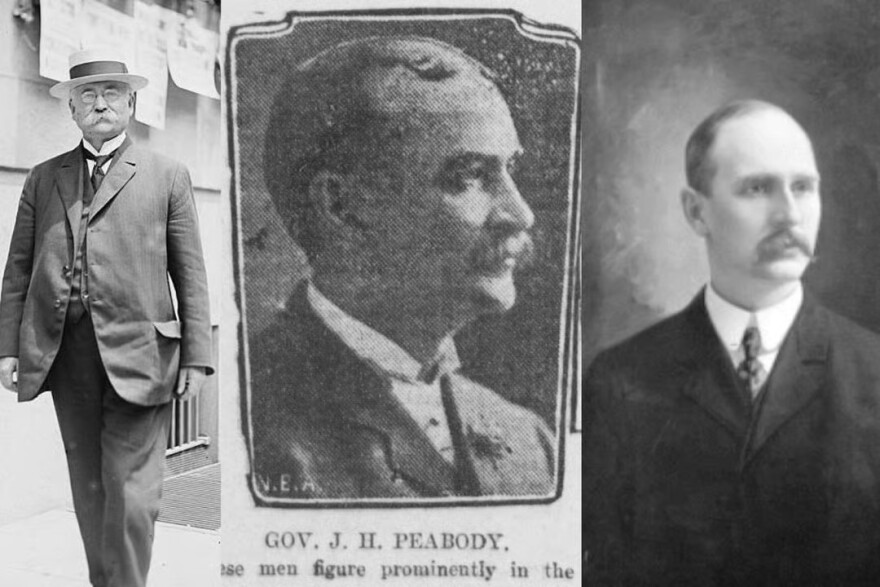 The three men who held the office of Governor of Colorado in one day: Alva Adams, James Peabody, and Jesse McDonald.