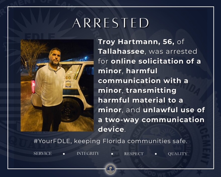 social media post showing Hartmann's arrest