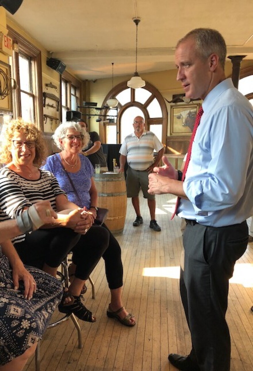 Congressman Sean Patrick Maloney, who is running in the September 13th Democratic primary for Attorney General, spoke at an informal town hall meeting at a beer hall in Albany Thursday evening.
