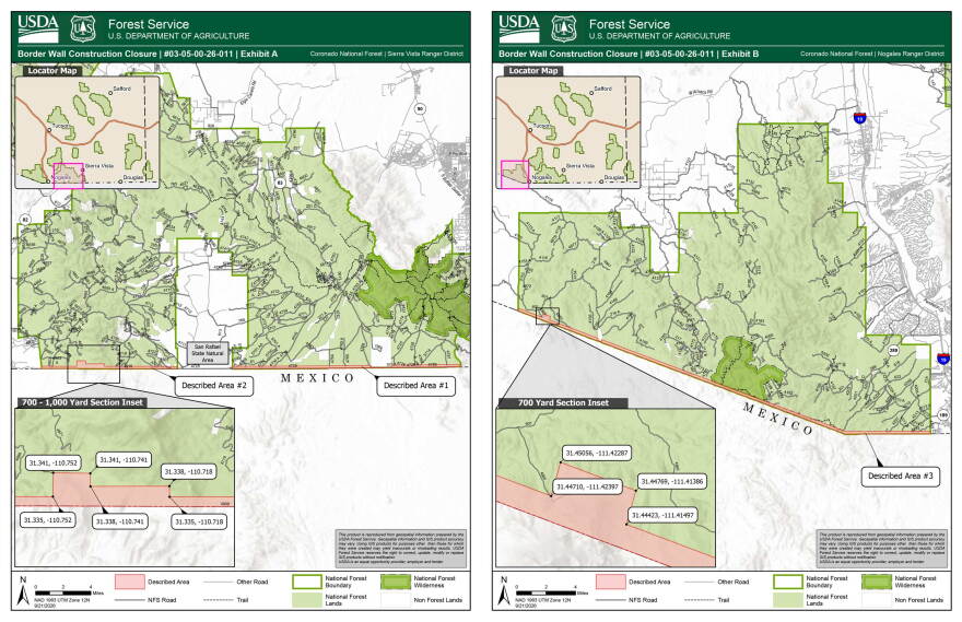 U.S. Forest Service Border Wall Closure Map