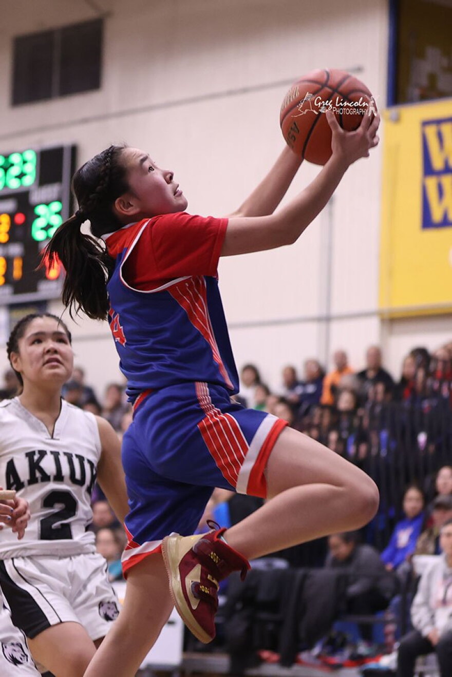 The Toksook Bay Lady Islanders beat the Akiuk Lady Grizzlies 77-53 in Day 1 of LKSD's District Basketball Tournament.