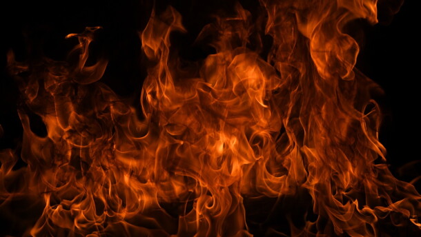 Flames on a dark background