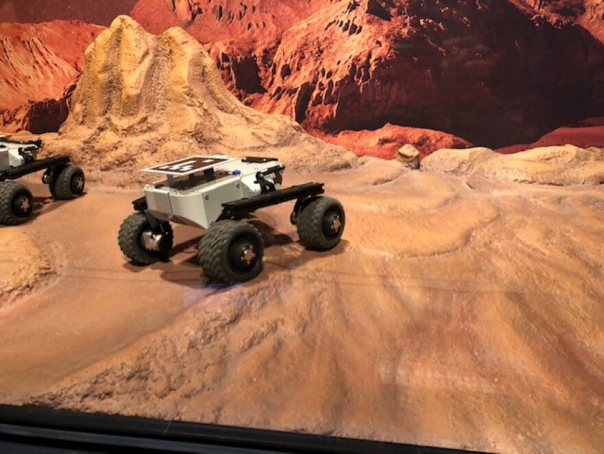 Visitors can operate model Martian rovers searching for signs of former life on Mars