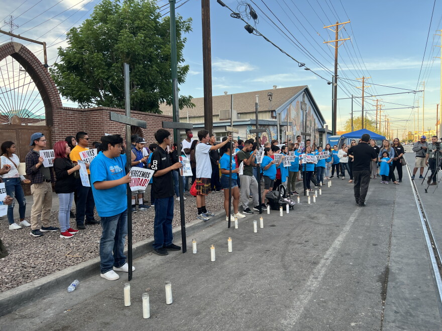 The Border Network for Human Rights held a vigil for eight people hit by a car and killed outside a Brownsville migrant shelter. 