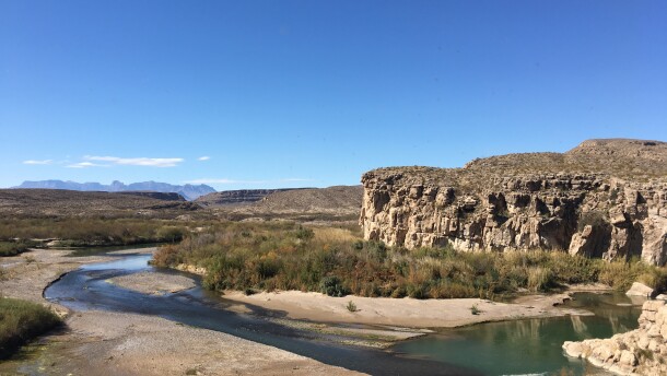 A view from the patio of José Falcon’s restaurant in the village of Boquillas del Carmen, Mexico, which is accessible from Big Bend National Park.