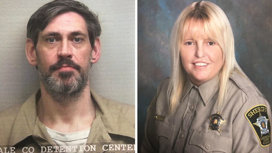 Casey White (left) is an Alabama inmate charged with two counts of capital murder who disappeared from custody on Friday. Vicky White (no relation) is the Lauderdale County assistant director of corrections who said she was going to transport Casey White to a local courthouse before the pair went missing.