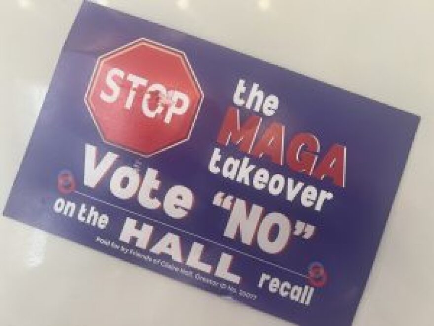 Claire Hall’s political action committee sent mailers to Democrats in Lincoln County trying to link the recall campaign to a “Make America Great Again” national takeover of local governments.