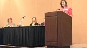 State Superintendent Joy Hofmeister speaks during Tuesday's town hall meeting on new academic standards in Oklahoma City.