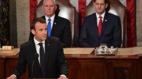 France's President Emmanuel Macron addresses a joint meeting of Congress inside the House chamber on April 25, 2018 at the Capitol in Washington, D.C. (Mandel Ngan/AFP/Getty Images)