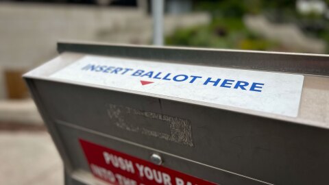 A ballot drop box at the Anderson-Foothill Library in Salt Lake City, June 3, 2024. Primary ballots hit registered voters’ mailboxes this week.