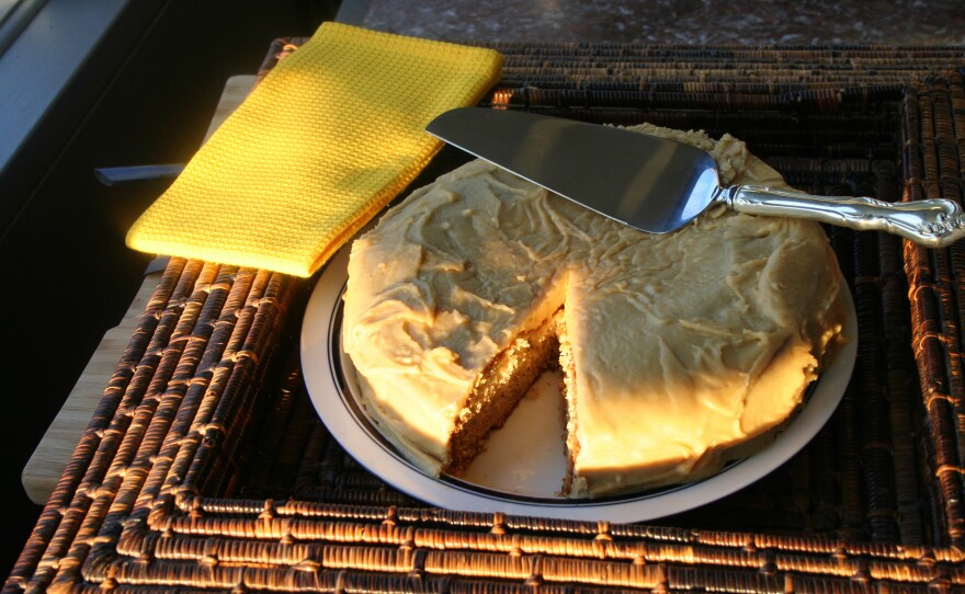 Freda DeKnight's Banana Orange Caramel Cake, from her 1948 cookbook <em>Date With A Dish</em>. Banana-based dishes have a long history in the South. Ships ferrying the fruit from the Caribbean to be distributed across America would drop off ripe ones at Gulf Coast ports like Mobile, Ala.