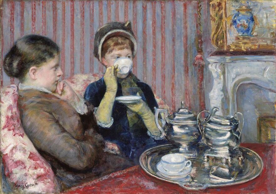 <em>Five O'Clock Tea, </em>by the American painter Mary Cassatt:<em> </em>Pinkies down, ladies!