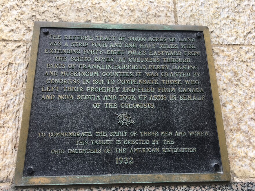 Refugee sign on the LeVeque Tower