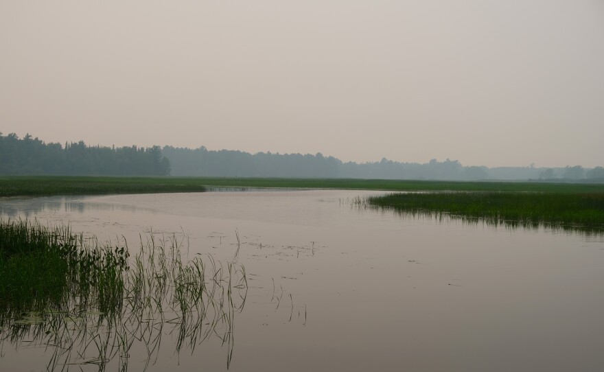 Wildfire smoke over the Wisconsin River.