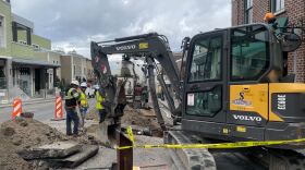 Water line construction on Park City's Main Street, Mar. 31, 2025.