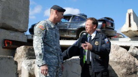 Brigadier General Patrick Murphy (left) with Erie County Emergency Services Commissioner Gregory Skibitsky