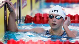 Katie Ledecky competes in the Women's 800m Freestyle final on Day 4 of the TYR Pro Swim Series San Antonio at Northside Swim Center in San Antonio, Texas.