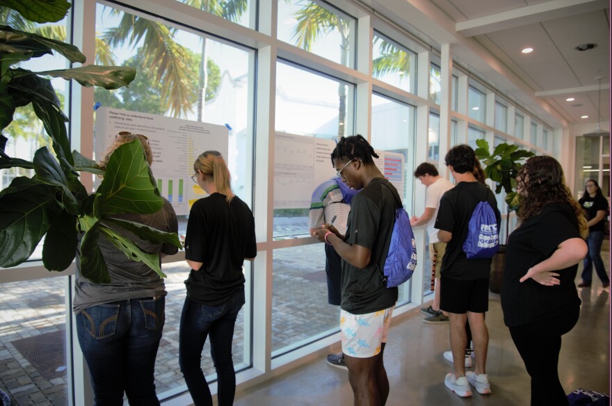 Students look at responses from past students summits and share their feedback to questions about financial aid, going to college and more during the 2022 FutureMakers Student Voice Summit.