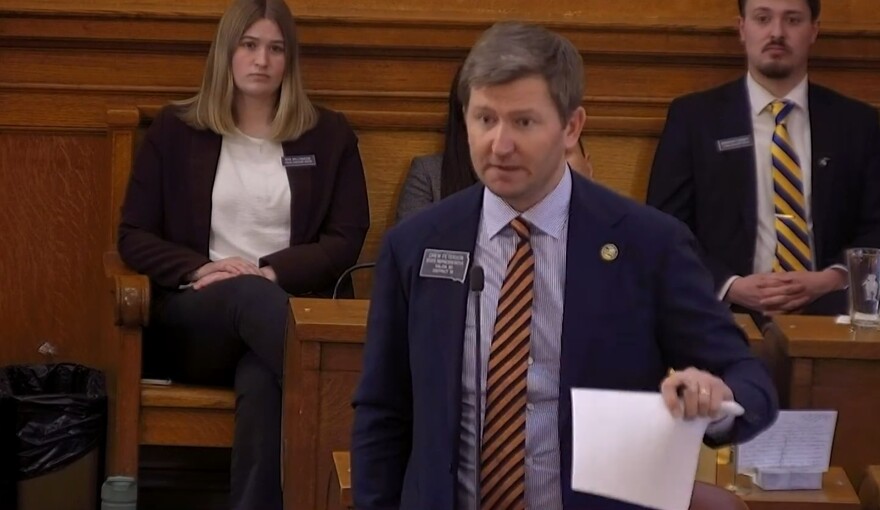 Representative Drew Peterson of Salem speaks in favor of HB 1044 on the House floor on Monday, January 26, 2026. 