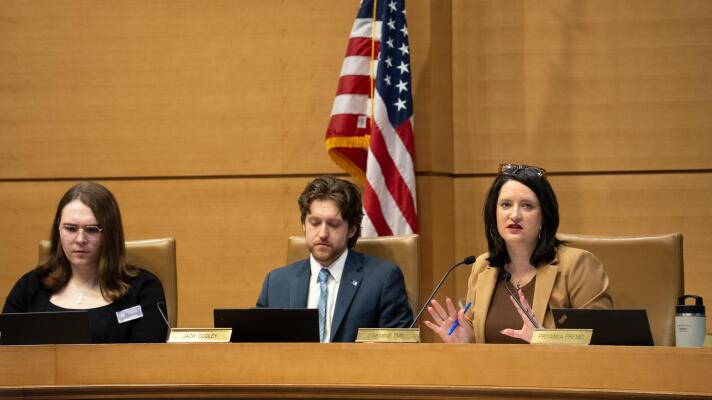 State Sen. Lindsey Port speaks at the housing and homelessness prevention committee session on Feb. 19, 2026.