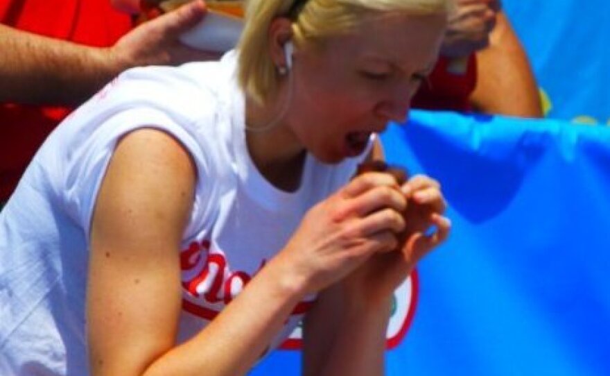Meredith Boxberger at the 2014 Nathan's Hot Dog Eating Contest on Coney Island.