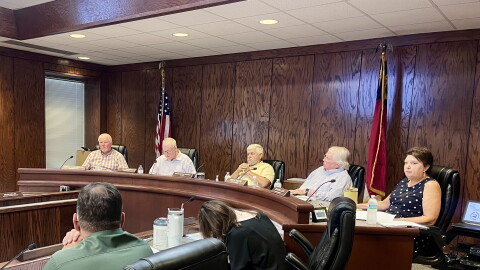 Stokes County commissioners at a meeting