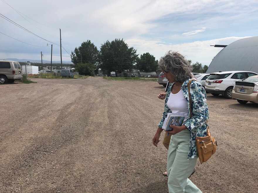 Kathleen Williams walks to a campaign meeting in Great Falls.