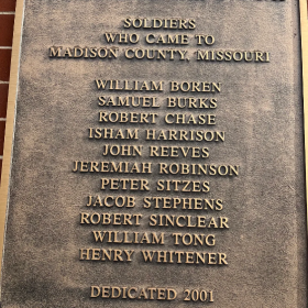 Plaque dedicated by the Capt. Henry Whitner Chapter NSDAR; Mounted on the Madison County Courthouse in Courthouse Square, Fredericktown, Missouri