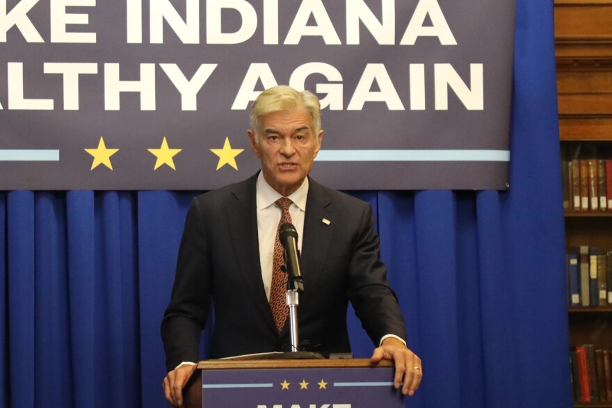 Administrator for the Centers for Medicare and Medicaid Services, Dr. Mehmet Oz at an event in Indiana on April 15, 2025.