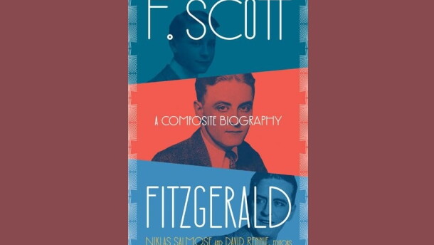 Cover of "F. Scott Fitzgerald: A Composite Biography"; three photos of the author at various stages of life in red and blue tones