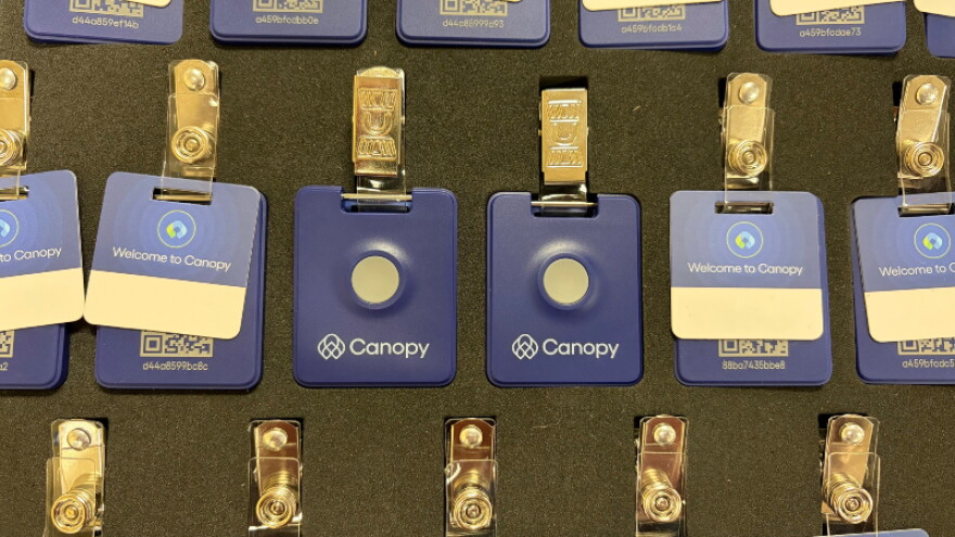 Hospital staff are now equipped with Canopy buttons to be worn with their ID badge.