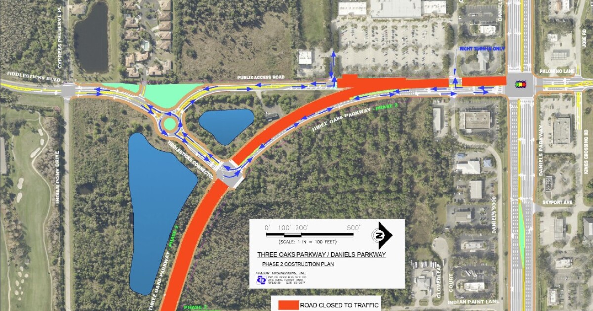 Lee County DOT advises motorists of traffic pattern changes on Fiddlesticks Boulevard