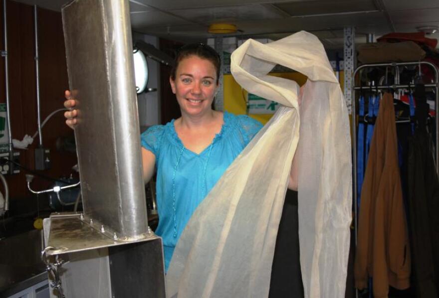 Sherri Mason holding her sampling net