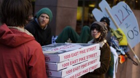 Big Mario's Pizza delivers hot pies to Seattle's Occupy Wall Street protesters.