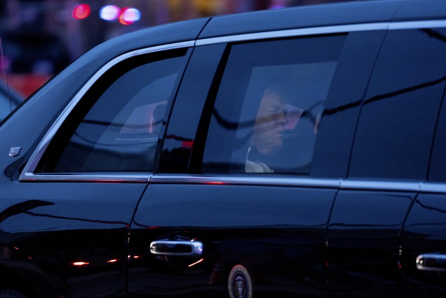 President Donald Trump arrives to the White House Correspondents Dinner, Saturday, April 25, 2026, in Washington. (AP Photo/Allison Robbert)