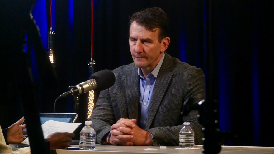 U.S. Rep. Frank Mrvan (D-Highland) is interviewed at Lakeshore Public Media in Merrillville on Nov. 25.