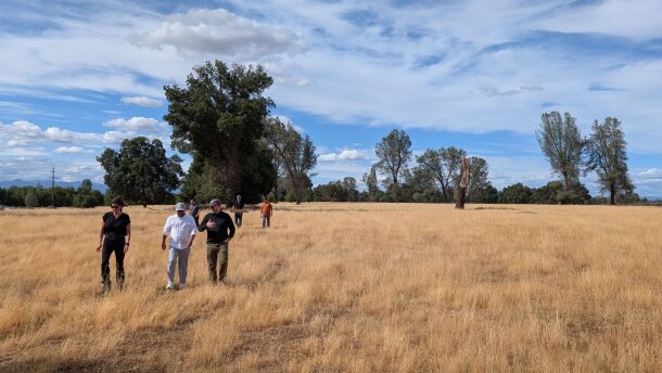 Fabric Mass Timber team members are seen at the site of a future mass timber factory in Redding.