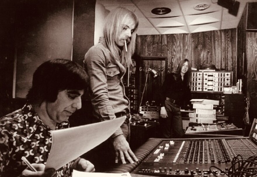 Tony Camillo (left), head engineer Ed Stasium, and assistant engineer Dave Domanich (far right)