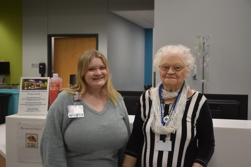 Sydney Webb, left, and her great-grandmother Marcille Frevert both attended Methodist College in Peoria, 75 years apart.