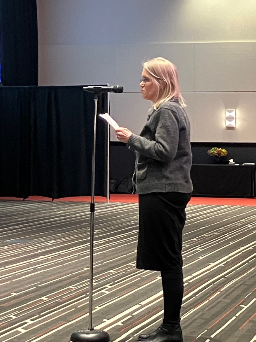 Jean Dickson of the Scott County Board of Supervisors spoke at Monday's meeting.