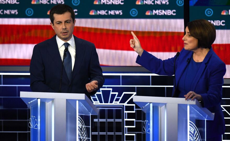 Pete Buttigieg and Amy Klobuchar tussled during the ninth Democratic primary debate on Wednesday in Las Vegas.