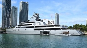 Yacht "Dragonfly" owned by Google co-founder Sergey Brin is seen docked in Miami on Thursday, Dec. 4, 2025, Miami, Fla. Reportedly, Brin recently purchased a home