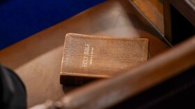 FILE - A Bible is seen on a chair in the U.S. House chamber in Washington, Jan. 6, 2023.
