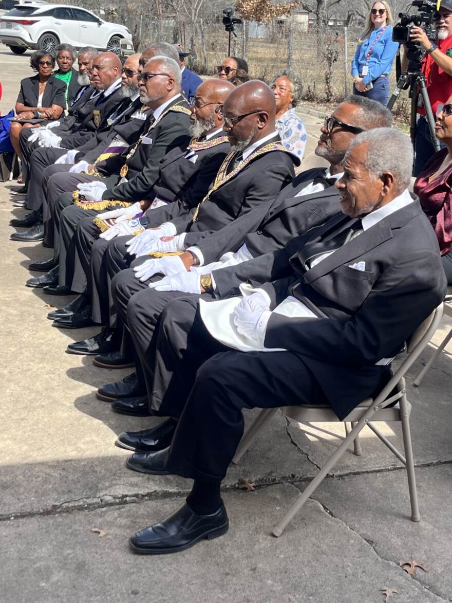 Masonic officials at the unveiling of the "History Here" plaque at Masonic Lodge #1 in San Antonio 2/25/26